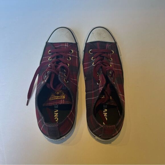 Converse Women's Lo Top Sneaker Red & Black Plaid size 8 All Star - Picture 7 of 8
